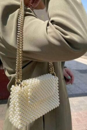 Handcrafted Pearl Beaded Shoulder Bag