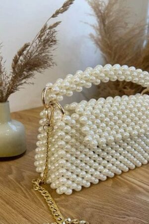 Luxurious Pearl Handbag with Gold Chain