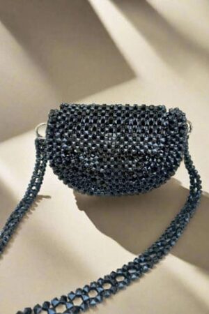 Crystal Coal Black Beaded Bag