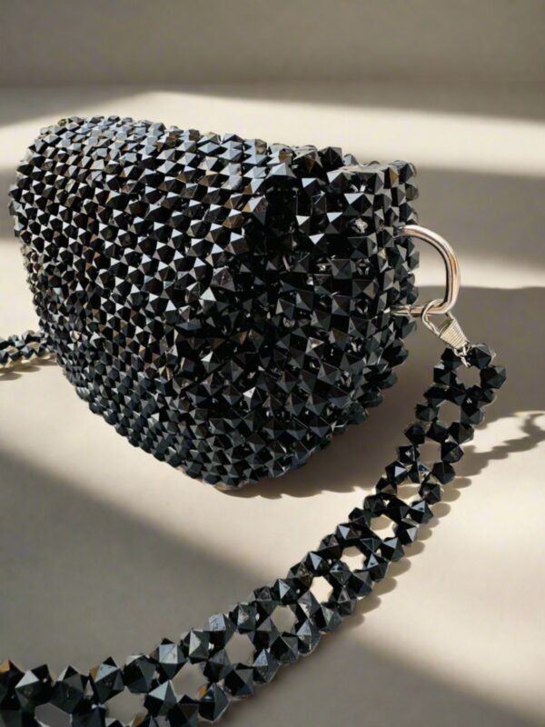 Crystal Coal Black Beaded Bag - Image 2